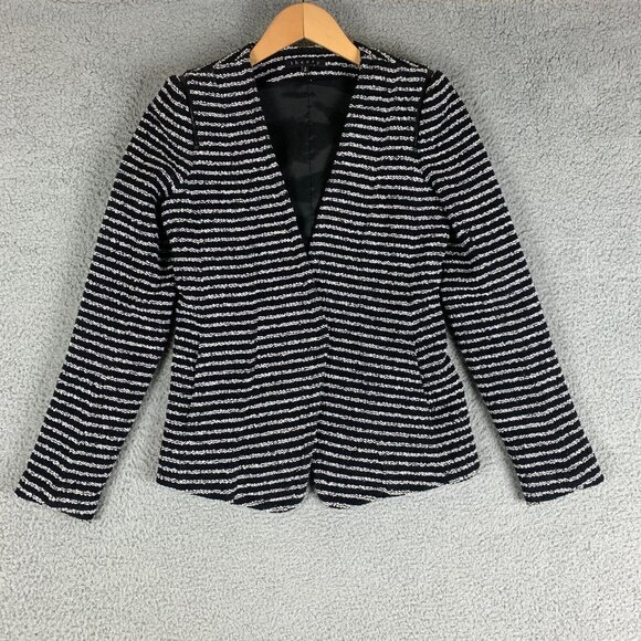 Theory Black and White Striped Blazer - Picture 2 of 13